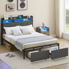 Whizmax Three Size Bed Frame with Headboard and Storage Drawers, Upholstered Platform Bed Frame with Charging Station and LED Lights, Gray - 2 of 4