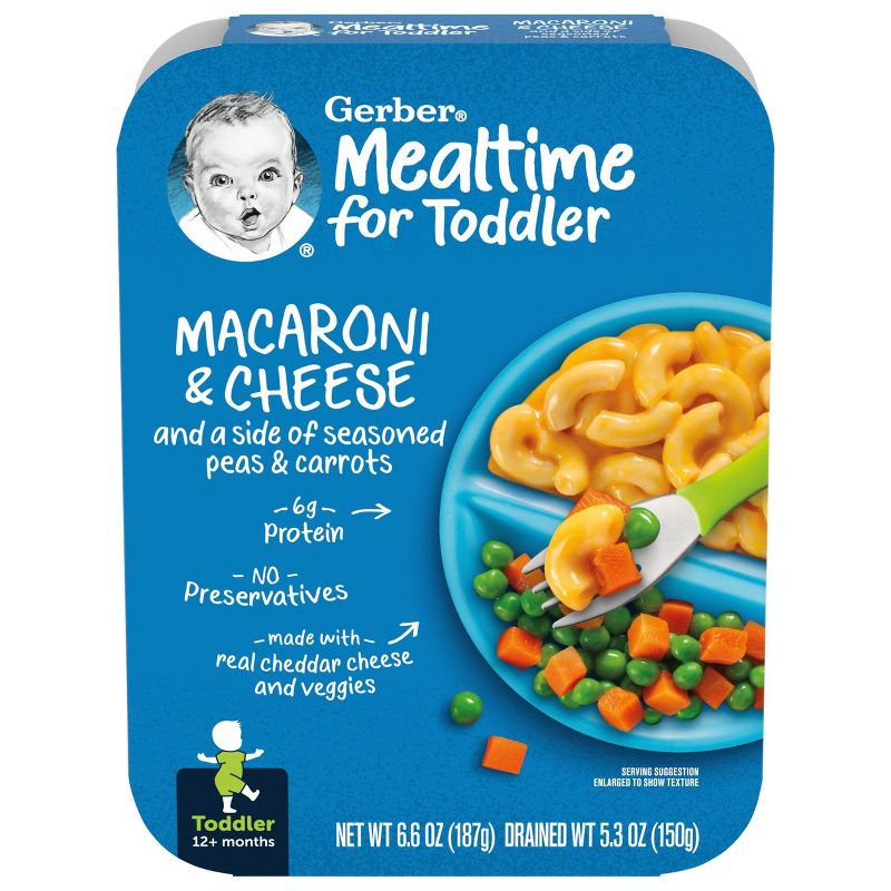 Gerber Lil&#39; Entrees Macaroni &#38; Cheese with Seasoned Peas and Carrots - 6.6oz, 1 of 10