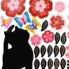 Slickblue Cat & Flowers Wall Decals 19.5"x27.0" – Adorable Cat Design Vinyl Stickers for Home Walls - 2 of 3