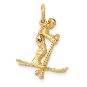 Black Bow Jewelry 14k Yellow Gold Moveable 3D Snow Skier Pendant - 1 of 4