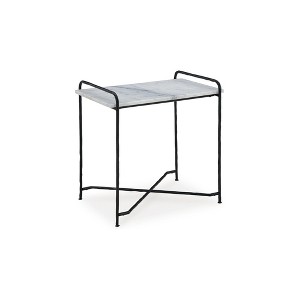 Signature Design by Ashley Ashber Marble Top Accent Table, White & Black - 1 of 4