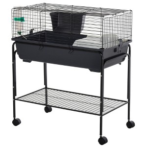 PawHut Two-Story Small Animal Cage Removable from Stand, Guinea Pig, Hedgehog, Chinchilla, Ferret, Shelf & Wheels - 1 of 4