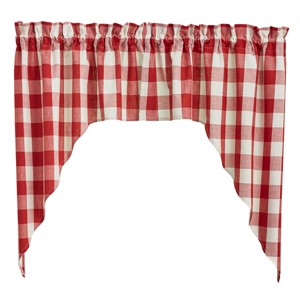 Park Designs Red and Cream Buffalo Check Swag 36"L - 1 of 4