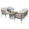4-Piece PE Rattan Patio Seating Set with Acacia Wood Table Top, Outdoor Patio Conversation Set - Maison Boucle - 3 of 4