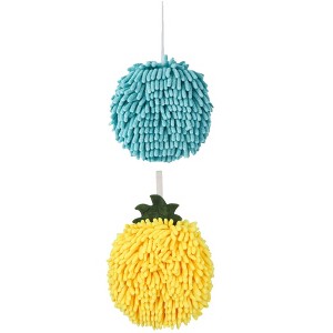 REGALWOVEN 2 Pack Soft Absorbent Chenille Fuzzy Ball Hand Towels for Bathroom Home Decor 6" x 6" - 1 of 4