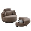 Fabric Round Swivel Chair with Moon Ottoman and 4 Pillows - 2 of 4