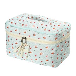 Unique Bargains Large Travel Aesthetic Cute Floral Pattern Cotton Makeup Bags and Organizers Blue - 1 of 4
