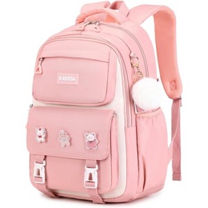 Luupatchy Girls' Backpack - Kawaii Design, Anti-Theft, Lightweight & Water-Resistant for Elementary School, Pink - 1 of 4