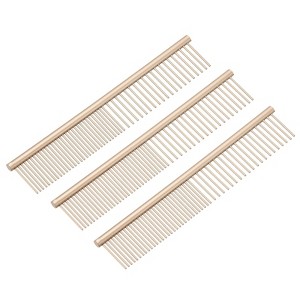 Unique Bargains Stainless Steel Rounded Ends Gentle Care Pet Comb 3 Pcs - 1 of 4