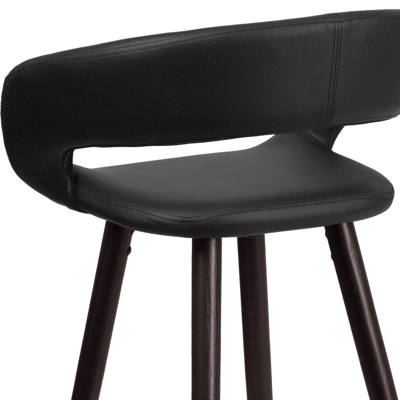 Flash Furniture Brynn Series 29'' High Contemporary Vinyl Rounded Back Barstool with Cappuccino Wood Frame, 5 of 11