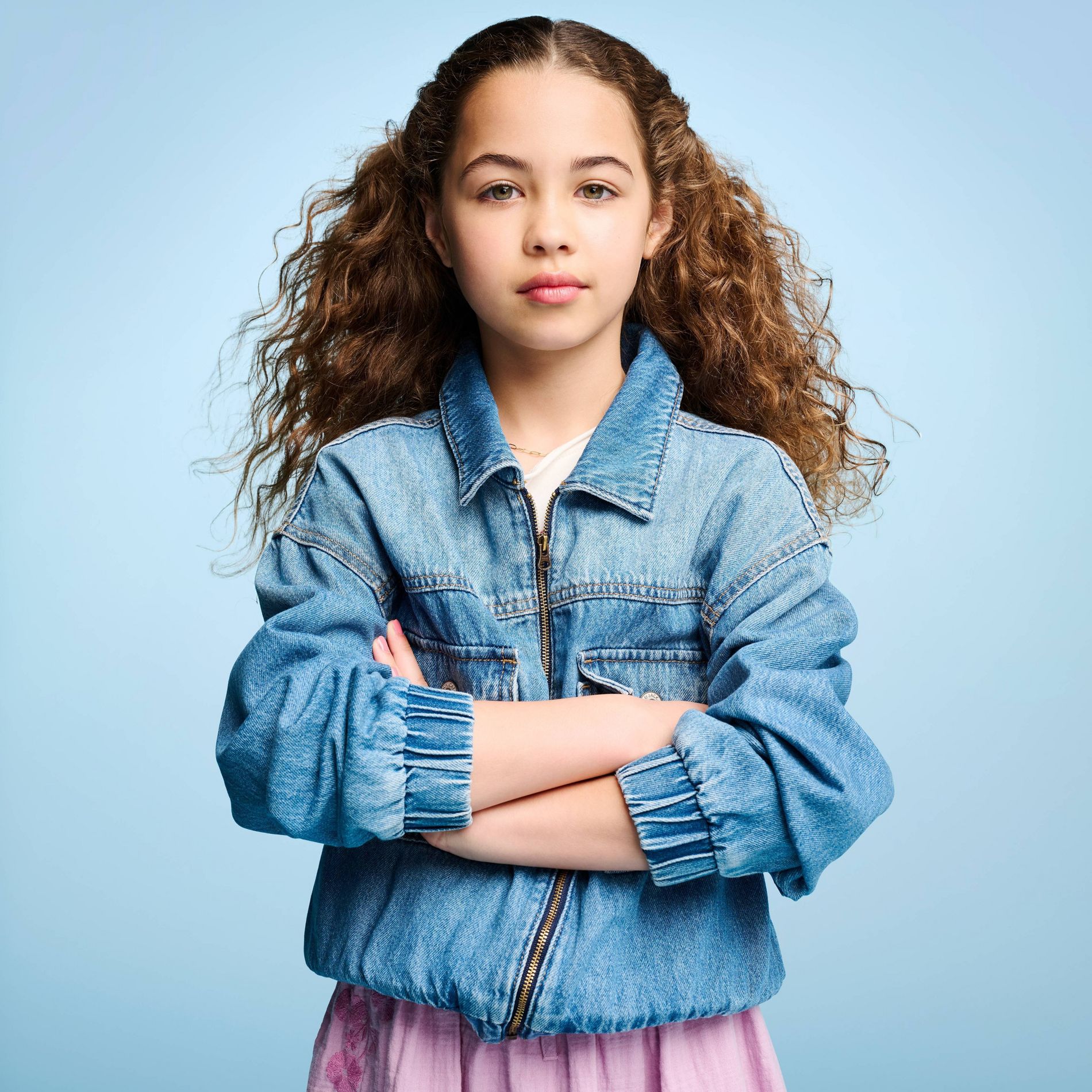 Girls' Denim Bomber Jacket - Cat & Jack™ Medium Wash