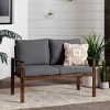 Saybrook Modern Metal and Wood Patio Loveseat - Gray/Dark Brown - Saracina Home - 2 of 4