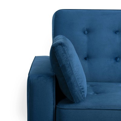 Navy Blue Tufted Microfiber Full Sleeper Loveseat