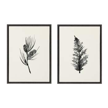 (Set of 2) 18" x 24" Sylvie Vintage Botanical 3 and 4 Framed Canvas Set Gray - Kate & Laurel All Things Decor