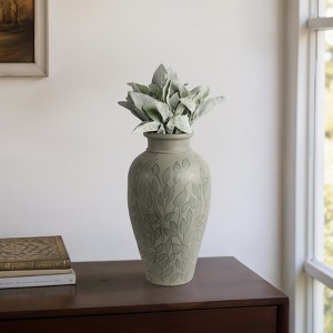 Pottery Terracotta Vase - Glam Modern Decorative Accent Vessel - Decorative Vase for Home Office Bedroom Living Room Décor - 1 of 4