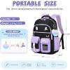 Girls Lightweight Backpack, Kawaii School Bookbag for Kids Ages 6–14, Primary & Elementary School, Green & Purple with Luggage Strap - 3 of 4