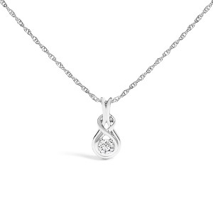 Haus of Brilliance Silver 1/10 Cttw Lab Grown Diamond Love Knot Solitaire Pendant Necklace - 1 of 4