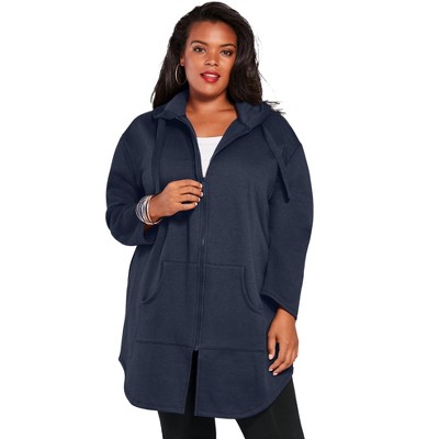 Roaman's Women's Plus Size Fleece Zip Hoodie Sweatshirt