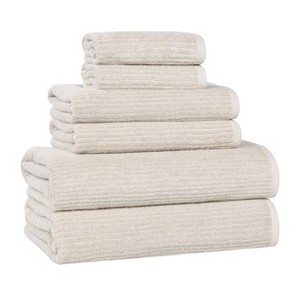 Viscose Cotton Blend Medium Weight Soft Textured Ribbed Towel Set by Blue Nile Mills - 1 of 4
