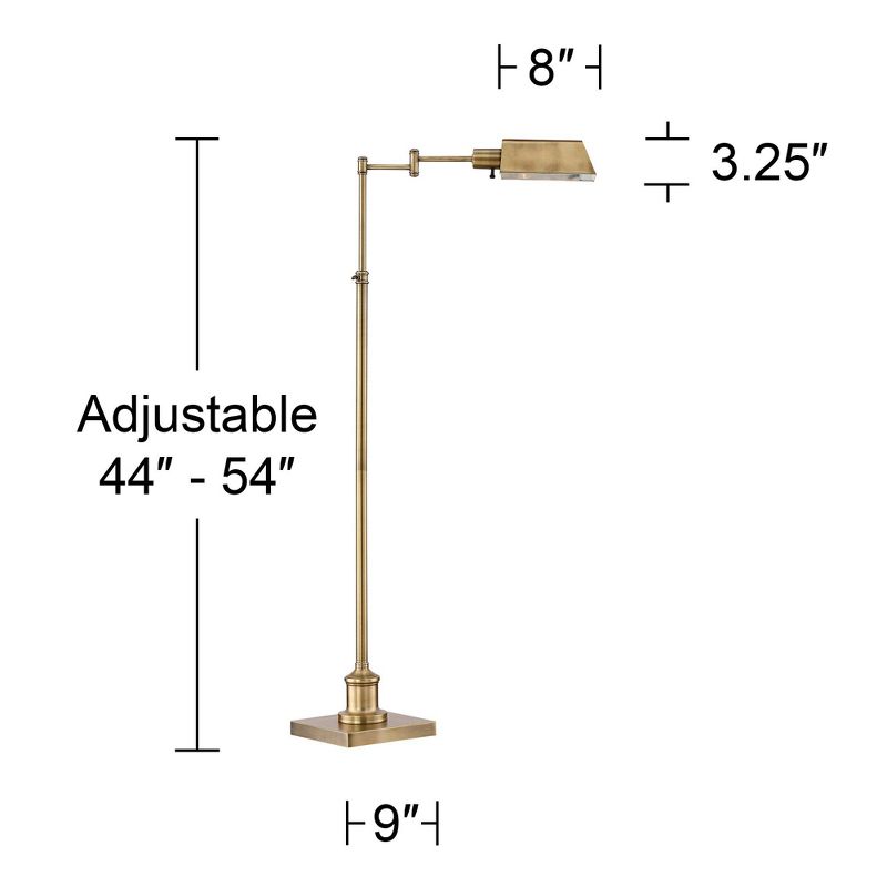 Regency Hill Industrial Adjustable Swing Arm Pharmacy Floor Lamp with USB Charging Port 54" Tall Aged Brass Living Room Reading, 4 of 10