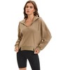 ATHLECHIC Women's Cropped Long Sleeve Half Zip Pullover Oversized Hoodie Sweatshirts - 3 of 4