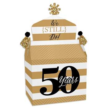 Big Dot of Happiness We Still Do - 50th Wedding Anniversary - Treat Box Party Favors - Anniversary Party Goodie Gable Boxes - Set of 12