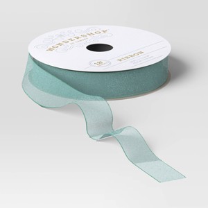 18’ Christmas Premium Ribbon Green Sheer - Wondershop™ - 1 of 3