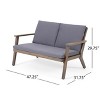 GDFStudio Deborah Outdoor Acacia Wood Loveseat and Coffee Table Set with Cushions - 3 of 4