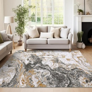 Luxury Washable Rug - Abstract Marble Non-Slip Accent Rug for Living Room & Kitchen - 1 of 4