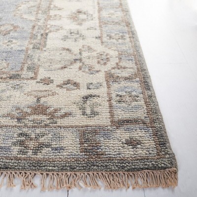 Gray Hand-Knotted Wool Oriental Area Rug