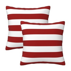 Red and White Stripes Throw Pillow Cover 18x18 in Set of 2 Cushion Modern Farmhouse Pillow Covers - 1 of 4