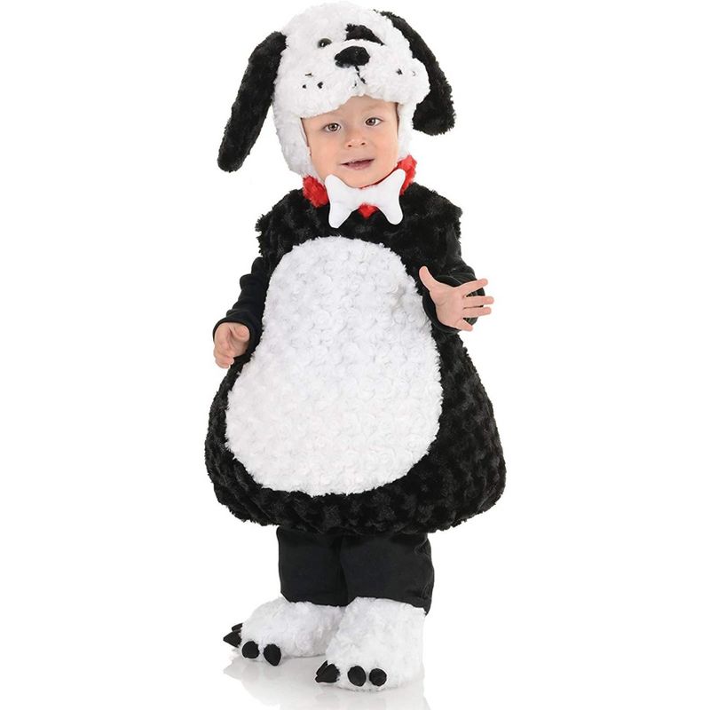Underwraps Costumes Belly Babies Black And White Puppy Plush Child Toddler Costume, 1 of 2