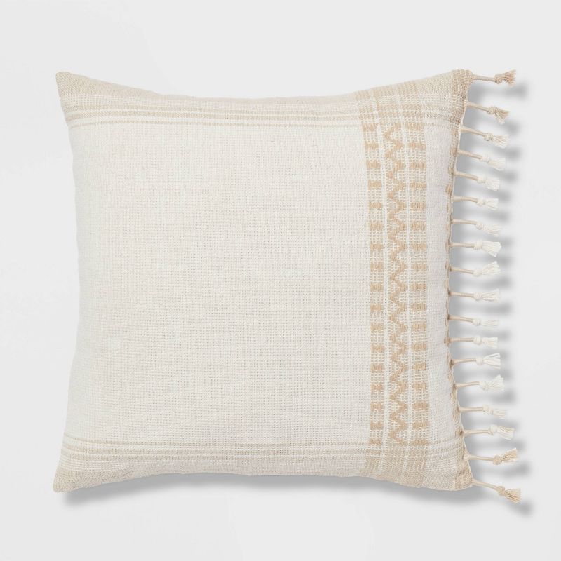 Square Woven Pattern Tassel Decorative Throw Pillow - Threshold™, 1 of 8