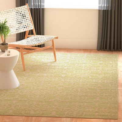 Handmade Light Green and Ivory Wool Tufted Area Rug 5' x 8'