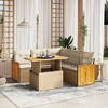 vidaXL 6 Piece Patio Sofa Set with Cushions Beige Poly Rattan - Beige and Cream - 2 of 4