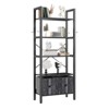 Aoxun 5-Tier Bookshelf with 2 Storage Drawers, Industrial Display Standing Shelf with Metal Frame, Black - 2 of 4