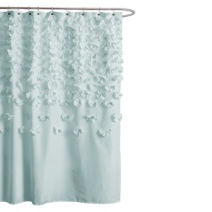 Lush Decor Lucia Scattered Flower texture Shower Curtain, Light Blue