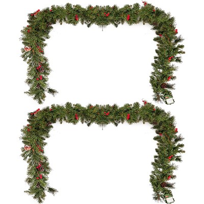 Christopher Knight Home Atticus 9’X10’’ Glitter Bristle Mixed Garland with Warm WhiteLights (Set of 2)