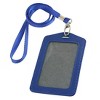 Unique Bargains Faux Leather Badge ID Card Vertical Holders Blue 2 Pcs with Neck Strap - 2 of 3