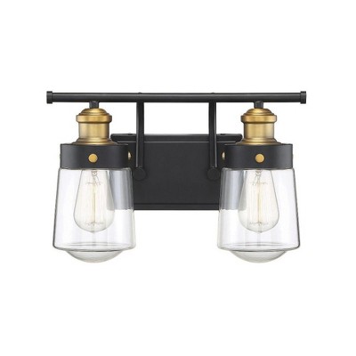Savoy House Macauley 2 - Light Vanity in  Vintage Black/Warm Brass