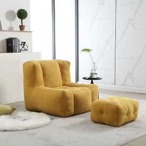 XIYUYEU Fluffy Bean Bag Chair for Adults and Children, Super Soft Lazy Sofa Chair with Ottoman, Modern Accent Chair - 1 of 4