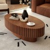 NicBex Modern Oval Handcrafted Relief Coffee Table for Living Room,Wooden Tea Table with Sturdy Pedestal,Accent Center Table - 2 of 4