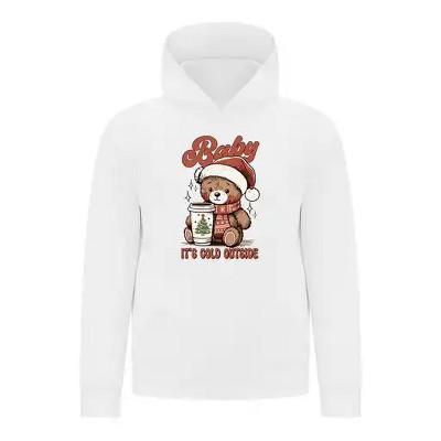 Everyday Kids Christmas Collection Baby It’s Cold Outside Pullover Hoodie – Holiday Sweatshirt - White