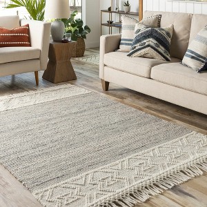 Hauteloom Cream Magnaga Wool Blend Braided Tassel Area Rug - 1 of 4