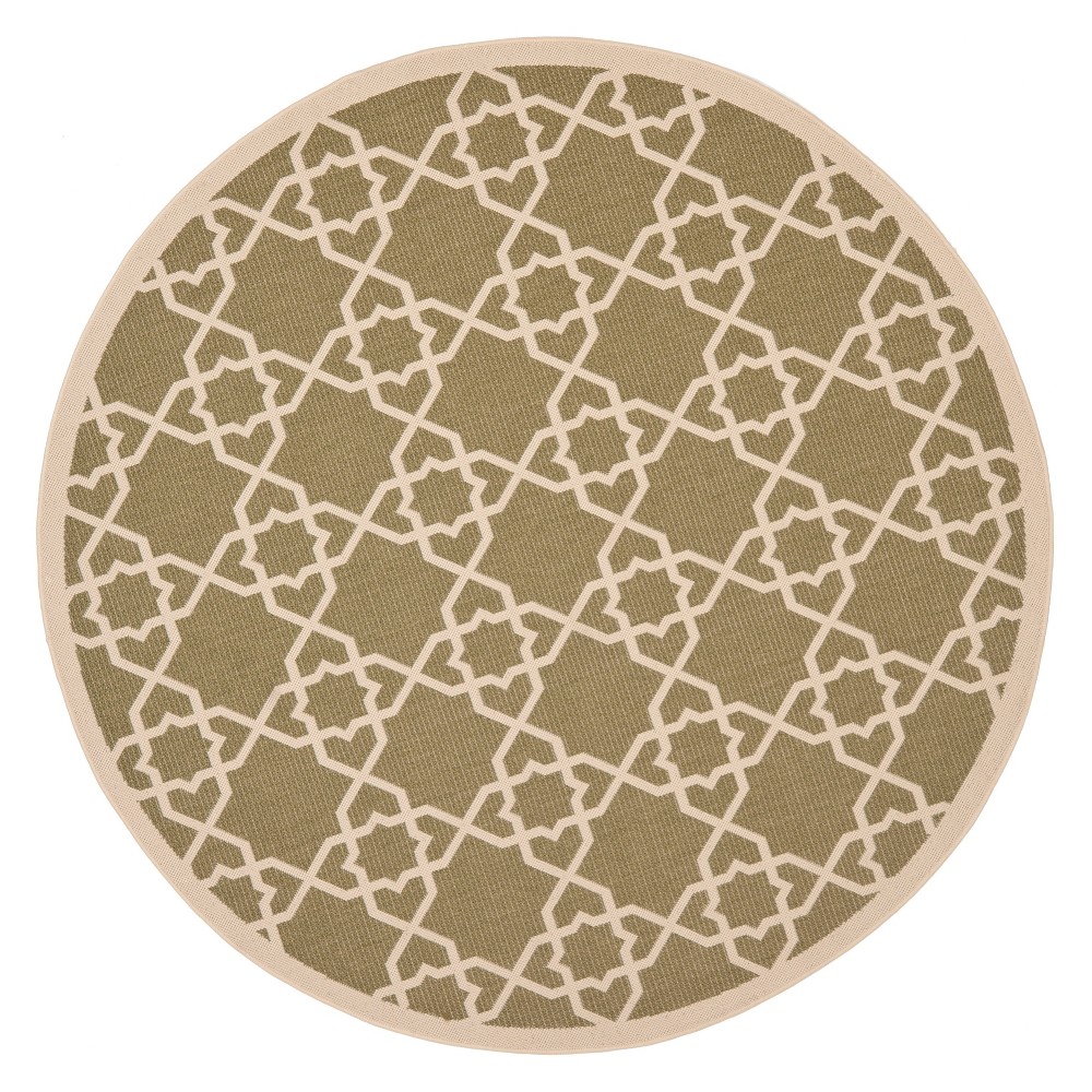 6'7in Round Belfast Patio Rug Green/Beige - Safavieh