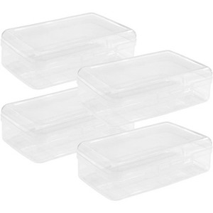 Fmeida Large Capacity Clear Pencil Box, Pencil Case, Plastic Pencil Boxes, Stackable Design, Supply Boxes for School Classroom, 4-Pack (Clear) - 1 of 4