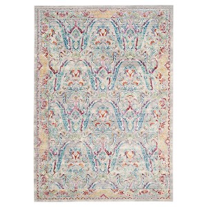 Gray Blue Floral Loomed Accent Rug 3