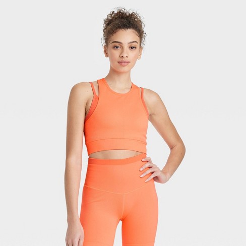 Women's Seamless Double Layer High Neck Bra - JoyLab™ Orange XL