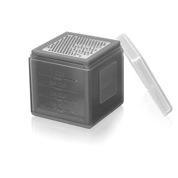 Microplane 3-in-1 Cube Grater with Fine, Ribbon, and Coarase Blades, Gray