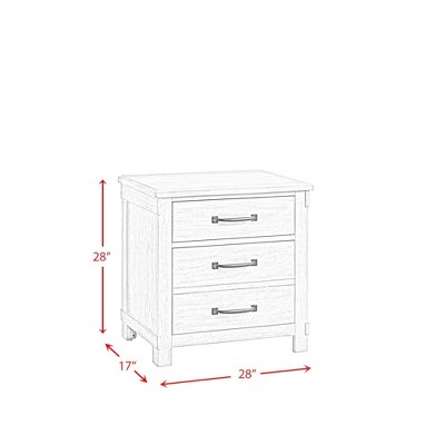 Walnut Rustic 3-Drawer Nightstand with USB Ports
